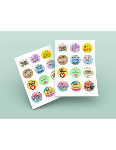 Stickers Redondos Maestro Profe Seño