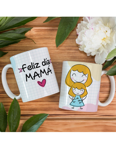 TAZAS DIA DE LA MADRE DIBUJITO INFANTIL