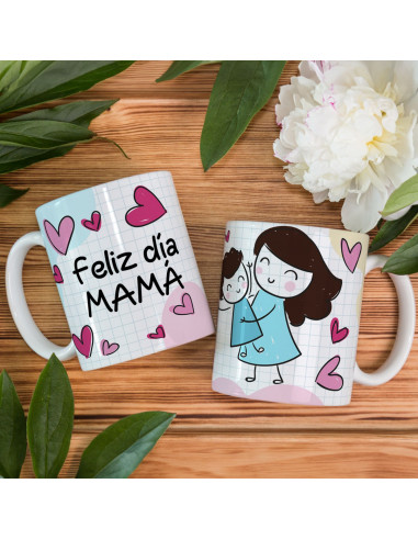 TAZAS DIA DE LA MADRE DIBUJITO INFANTIL