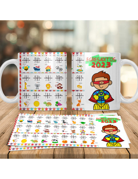 TAZAS EGRESADITOS ABC ABECEDARIO