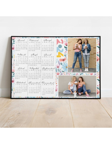 CALENDARIO 2024 PARA FOTO FLORES PASTELES