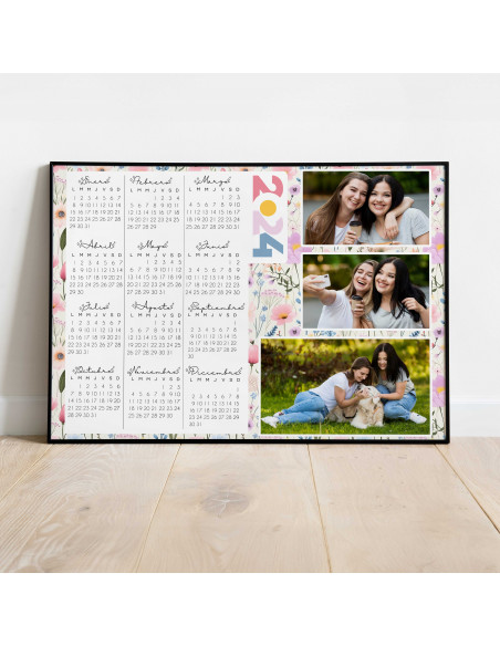 CALENDARIO 2024 PARA FOTO FLORES PASTELES