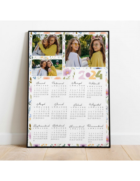 CALENDARIO 2024 PARA FOTO FLORES PASTELES