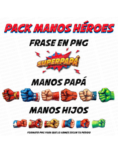 PACK MANOS PAPÁ DE SUPER HEROES DÍA...