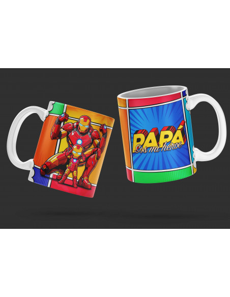 PLANTILLAS TAZAS DÍA DEL PADRE "PAPÁ SOS MI HEROE"
