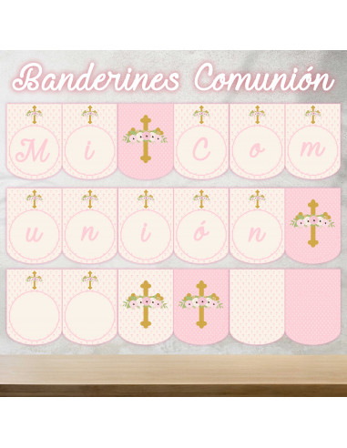 PLANTILLAS BANDERIN COMUNION PACK 1