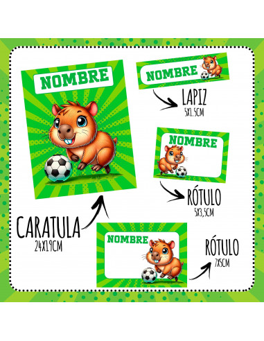 ETIQUETAS ESCOLARES 2025 PACK 4 CAPYBARA