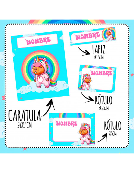 ETIQUETAS ESCOLARES 2025 PACK 4 CAPYBARA