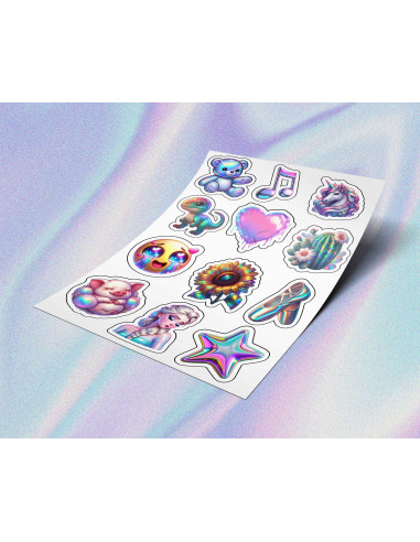 PLANTILLA STICKERS ESTILOS HOLOGRAFICOS