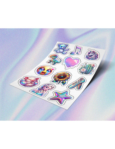PLANTILLA STICKERS ESTILOS HOLOGRAFICOS