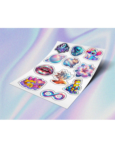 PLANTILLA STICKERS ESTILOS HOLOGRAFICOS