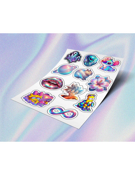 PLANTILLA STICKERS ESTILOS HOLOGRAFICOS