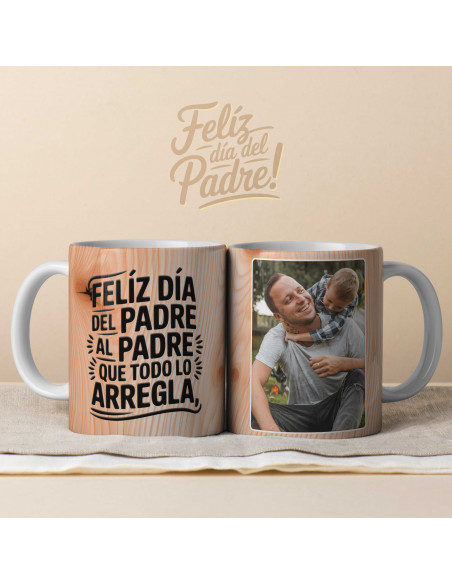 PLANTILLAS TAZAS ESTILO MADERA DÍA DEL PADRE FOTOS 2025