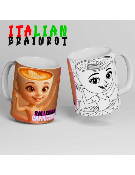 PLANTILLAS TAZAS COLOREAR MEMES BRAINROT ITALIANOS