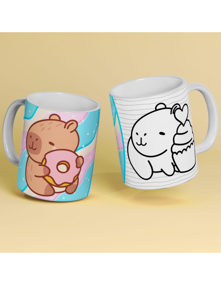 PLANTILLAS TAZAS COLOREAR CAPYBARA CAPIBARA CARPINCHO