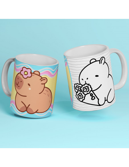 PLANTILLAS TAZAS COLOREAR CAPYBARA CAPIBARA CARPINCHO