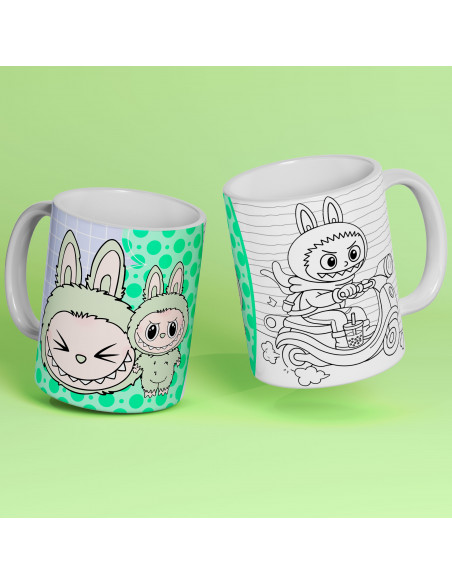 PLANTILLAS TAZAS COLOREAR LABUBU