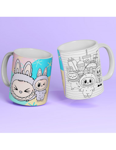 PLANTILLAS TAZAS COLOREAR LABUBU