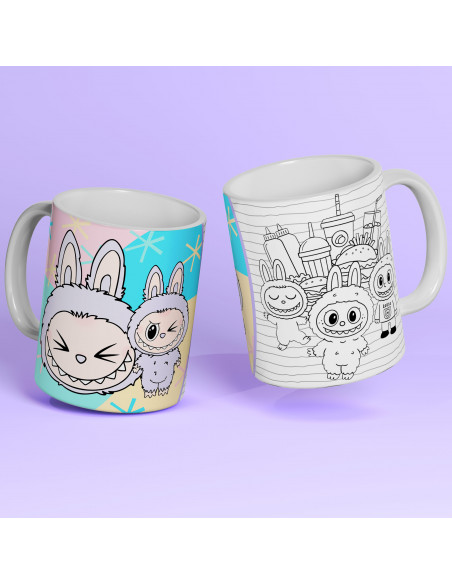 PLANTILLAS TAZAS COLOREAR LABUBU