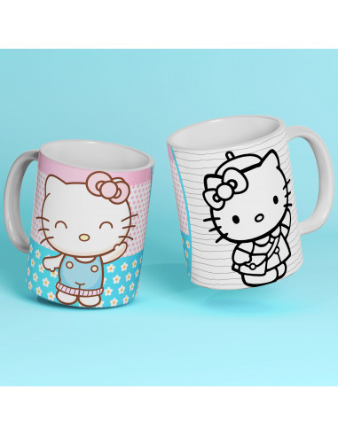 PLANTILLAS TAZAS COLOREAR KITTY...