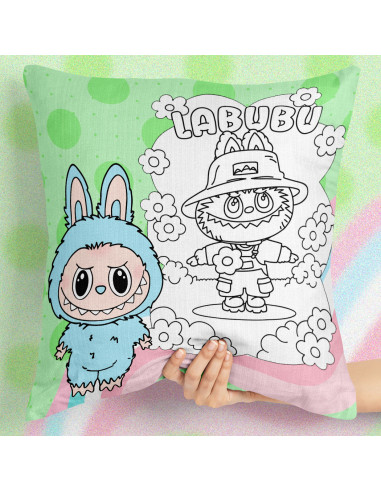 PLANTILLAS ALMOHADONES COLOREAR LABUBU