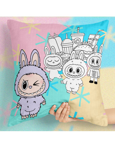 PLANTILLAS ALMOHADONES COLOREAR LABUBU