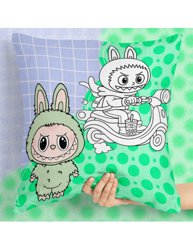 PLANTILLAS ALMOHADONES COLOREAR LABUBU