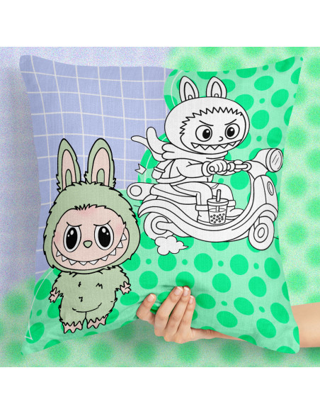 PLANTILLAS ALMOHADONES COLOREAR LABUBU