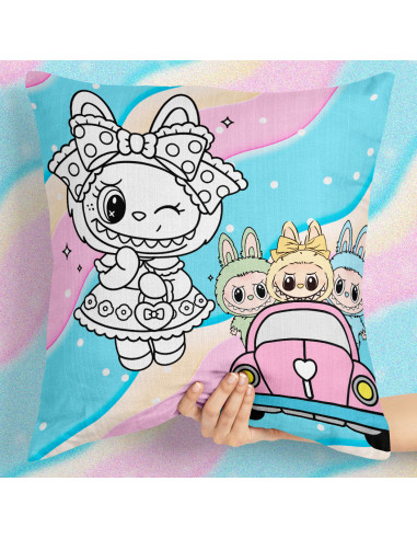 PLANTILLAS ALMOHADONES COLOREAR LABUBU