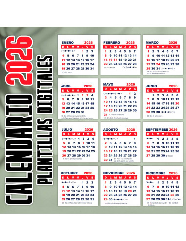 CALENDARIO TIPO MIGNON 2026, MES POR MES