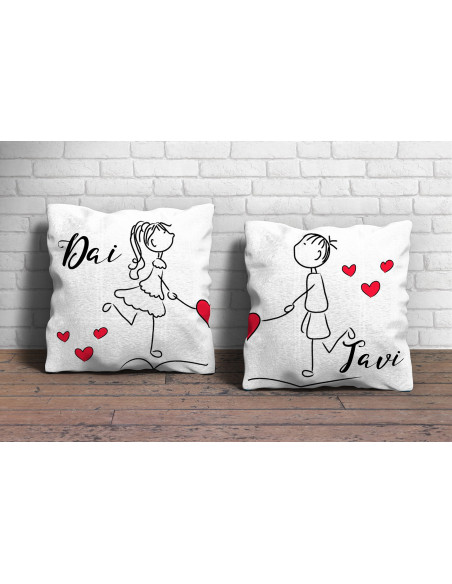 Almohadón Pareja Dibujitos - San Valentín