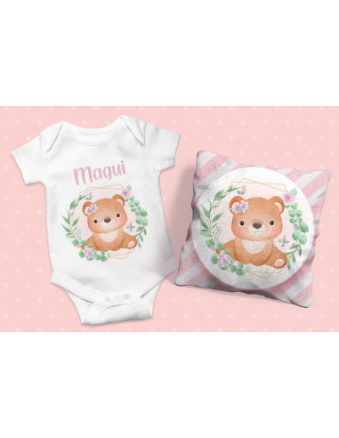 ALMOHADONES +  BODY ANIMALITOS BEBE NENA
