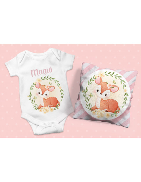 ALMOHADONES +  BODY ANIMALITOS BEBE NENA