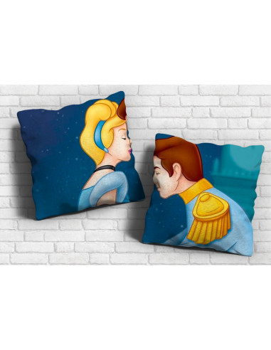 PAREJA PERSONAJES TAZA+ALMOHADON