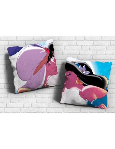 PAREJA PERSONAJES TAZA+ALMOHADON