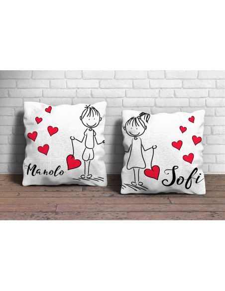 Almohadón Pareja Dibujitos - San Valentín