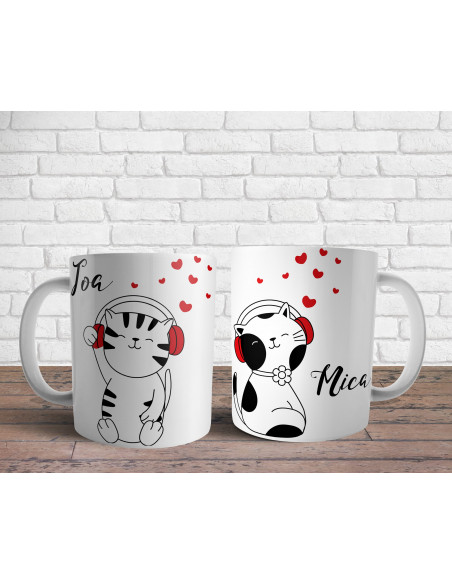 Tazas Parejas Dibujitos - San Valentín