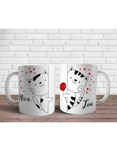 Tazas Parejas Dibujitos - San Valentín