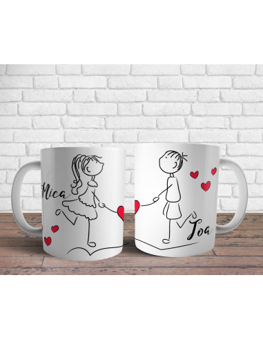 Tazas Parejas Dibujitos - San Valentín
