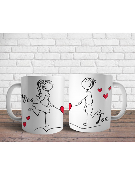 Tazas Parejas Dibujitos - San Valentín