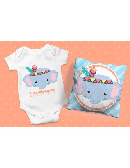 ALMOHADONES + BODY ANIMALITOS TRIBAL NENE