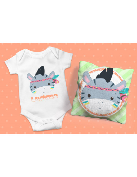 ALMOHADONES + BODY ANIMALITOS TRIBAL NENE