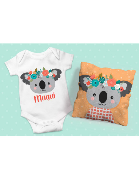 ALMOHADONES +  BODY ANIMALITOS FLORES