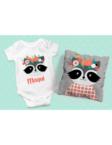 ALMOHADONES +  BODY ANIMALITOS FLORES